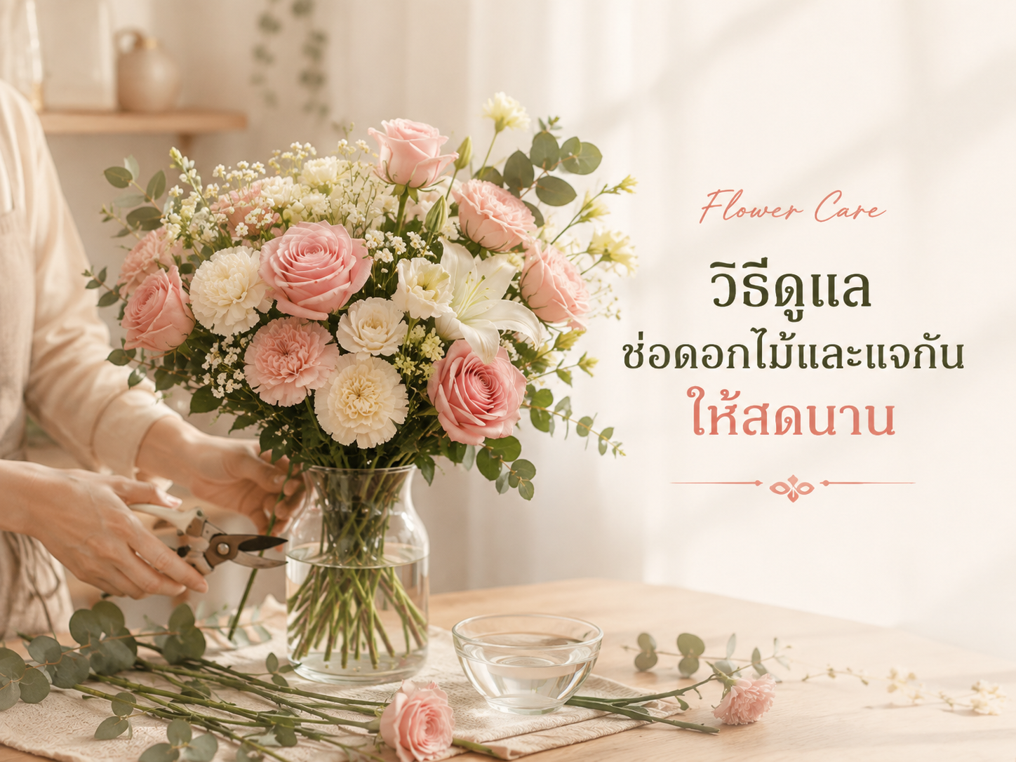 วิธีดูแลช่อดอกไม้และแจกันให้สดนาน